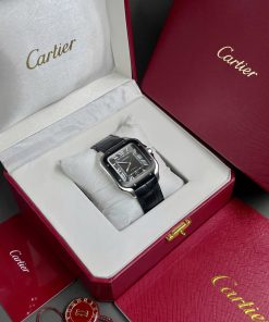 Đồng hồ nam Cartier Santos De Cartier Replica cao cấp Mặt đen 39,8mm