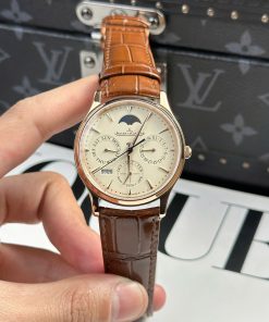 Đồng hồ Jaeger LeCoultre Master Ultra Thin Perpetual Replica cao cấp Mặt trắng Niềng vàng 39mm