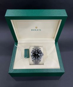 Đồng hồ nam Rolex GMT Master II Replica cao cấp Mặt đen Niềng xám đen 40mm