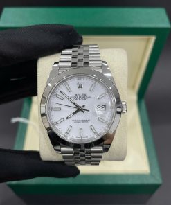 Đồng hồ nam Rolex datejust 904L niềng trơn mặt trắng hàng lướt cao cấp